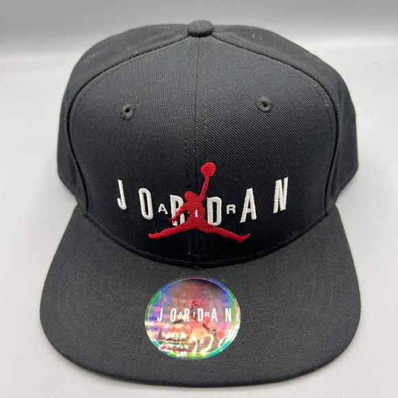 Air Jordan Hat Men Black Embroidered Red Logo Jumpman Snap Back Cap